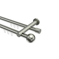 INNENLAUF-GARDINENSTANGEN-SET Platon Luino 160 cm, 2-läufig, 20 mm Ø Edelstahl-Optik - Edelstahlfarben, Metall (160cm) - INTERDECO