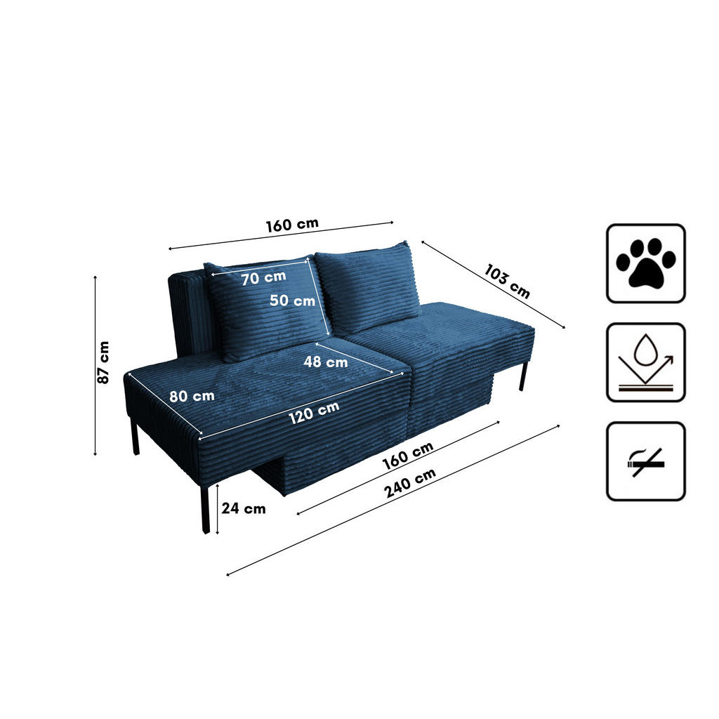 Thumbnail - Kaiser Möbel Bett, Dunkelblau, Holz, 160x200 cm, Schlafzimmer, Betten