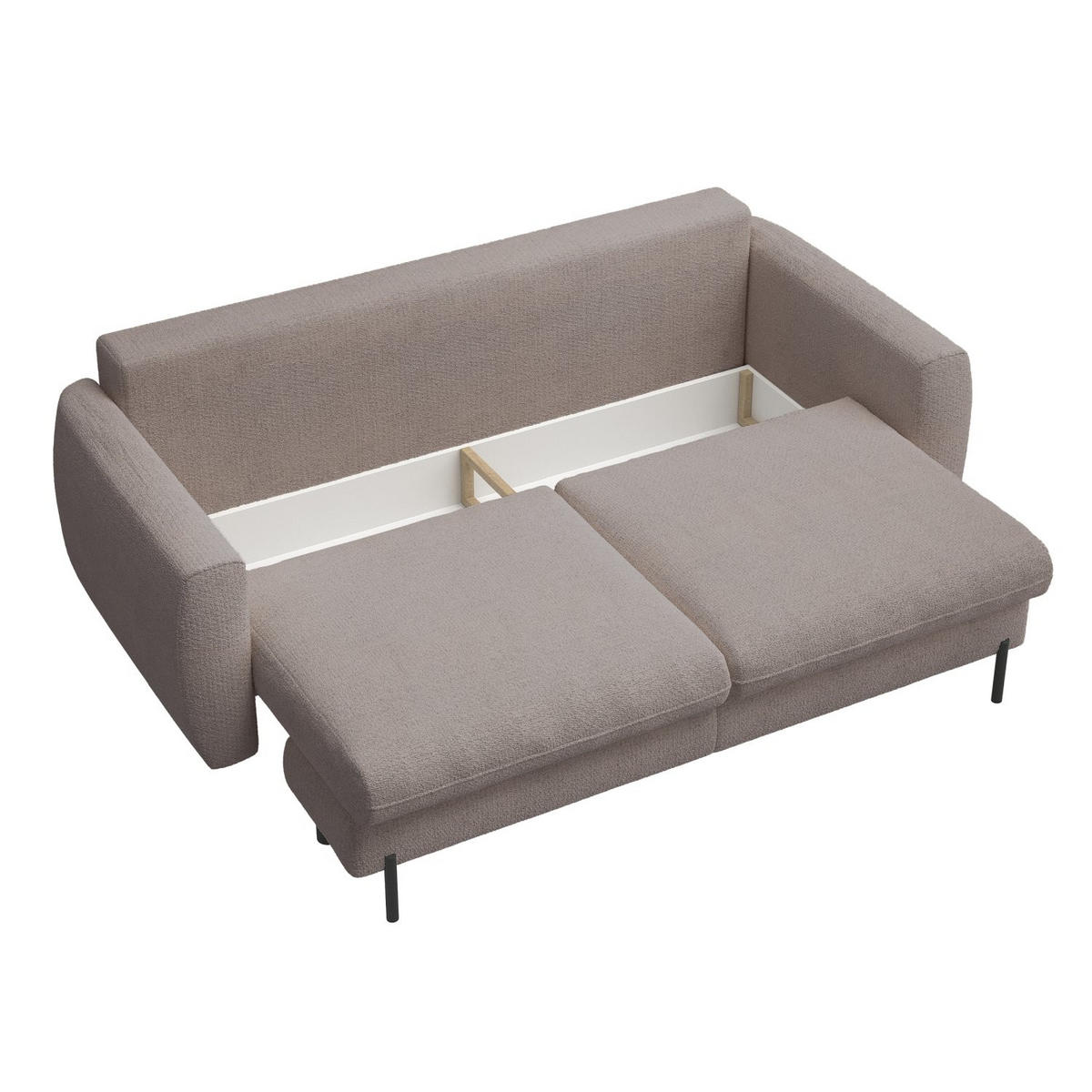 SOFA Rane Beige mit Schlaffunktion - Beige/Schwarz, Textil/Metall (236/90/102cm) - Selsey