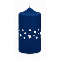 ADVENTSKERZEN Estrellas in Samtlook Midnight Blue 15 x 7 cm, 4er Set - Blau, Paraffin (7/15/15cm) - Kopschitz Kerzen