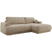 ECKSCHLAFSOFA RINA L Beige Schenille grob gewebt - rechts - Beige/Schwarz, Kunststoff/Textil (170/267cm) - MKS