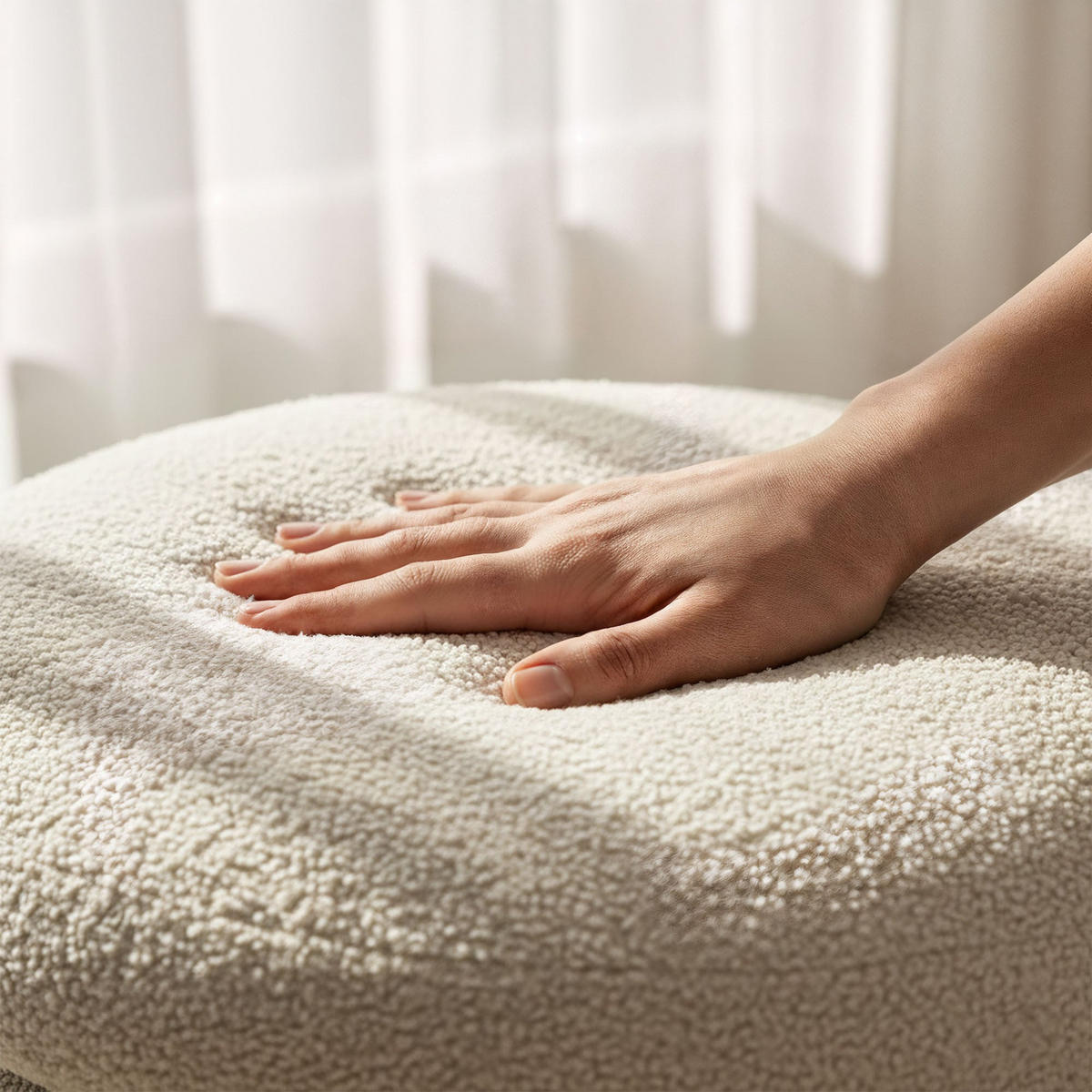 PRESVUČENI POUF s pohranom, bijeli - bijela, tekstil (55/45/55cm) - RAUMHIRSCH FURNITURE