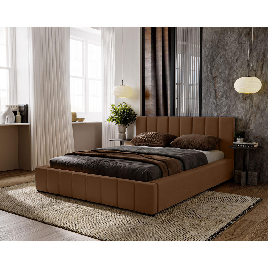 Thumbnail - Marpur Polsterbett, Dunkelbraun, Textil, Höhe ca. 15 cm, 140x200 cm, Oeko-Tex® Standard 100, Schlafzimmer, Betten, Polst...