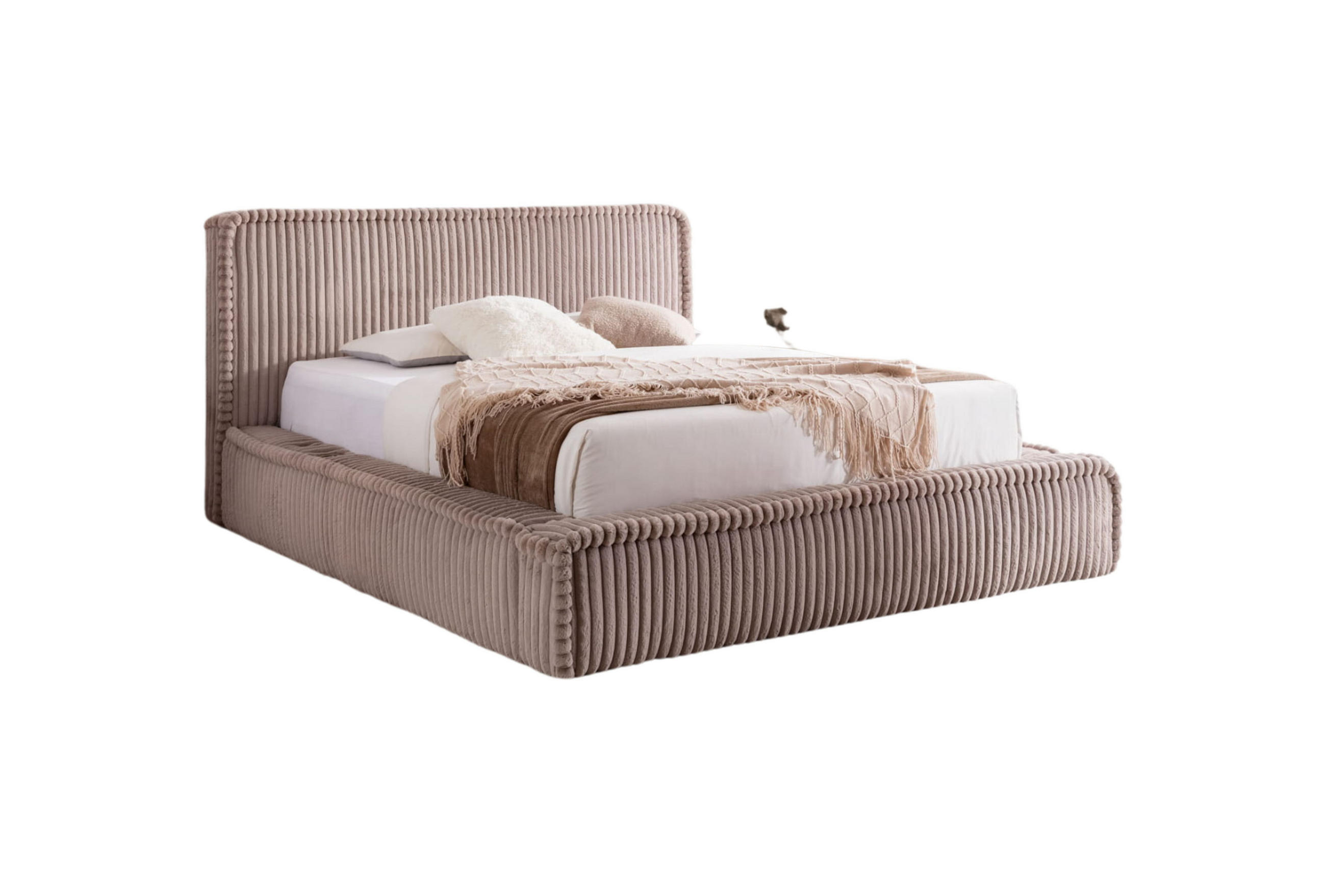 POLSTERBETT MESUT - Hellbraun, Textil (120/200cm) - Meblini