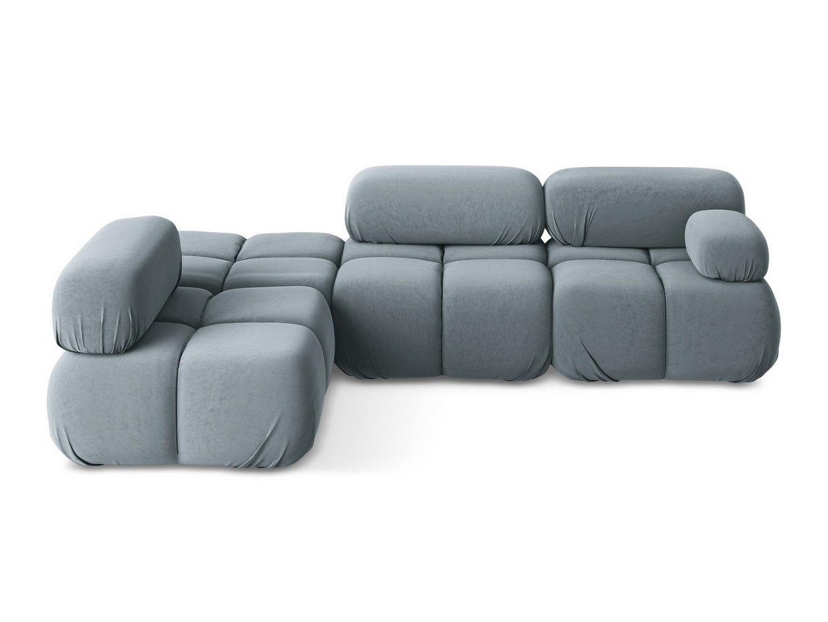 ECKSOFA Links Samt Stoff Blau - Blau/Schwarz, Kunststoff/Textil (190/285cm) - Makamii