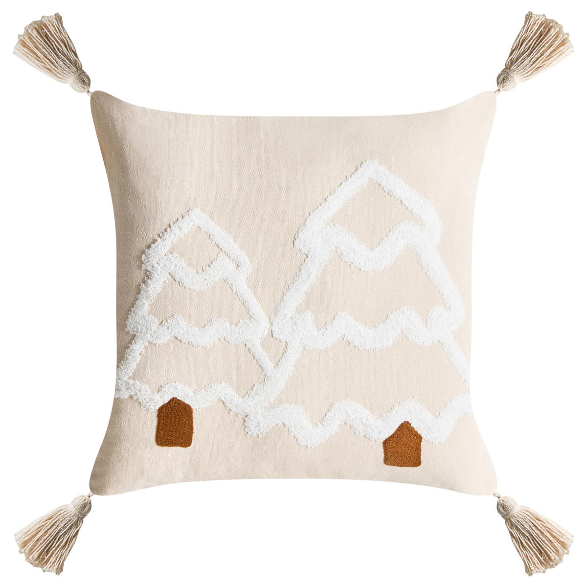 Dekokissen 2er-Set Hellbeige 45/45 cm Intsia - Beige/Weiß, Naturmaterialen (50/45cm) - Beliani