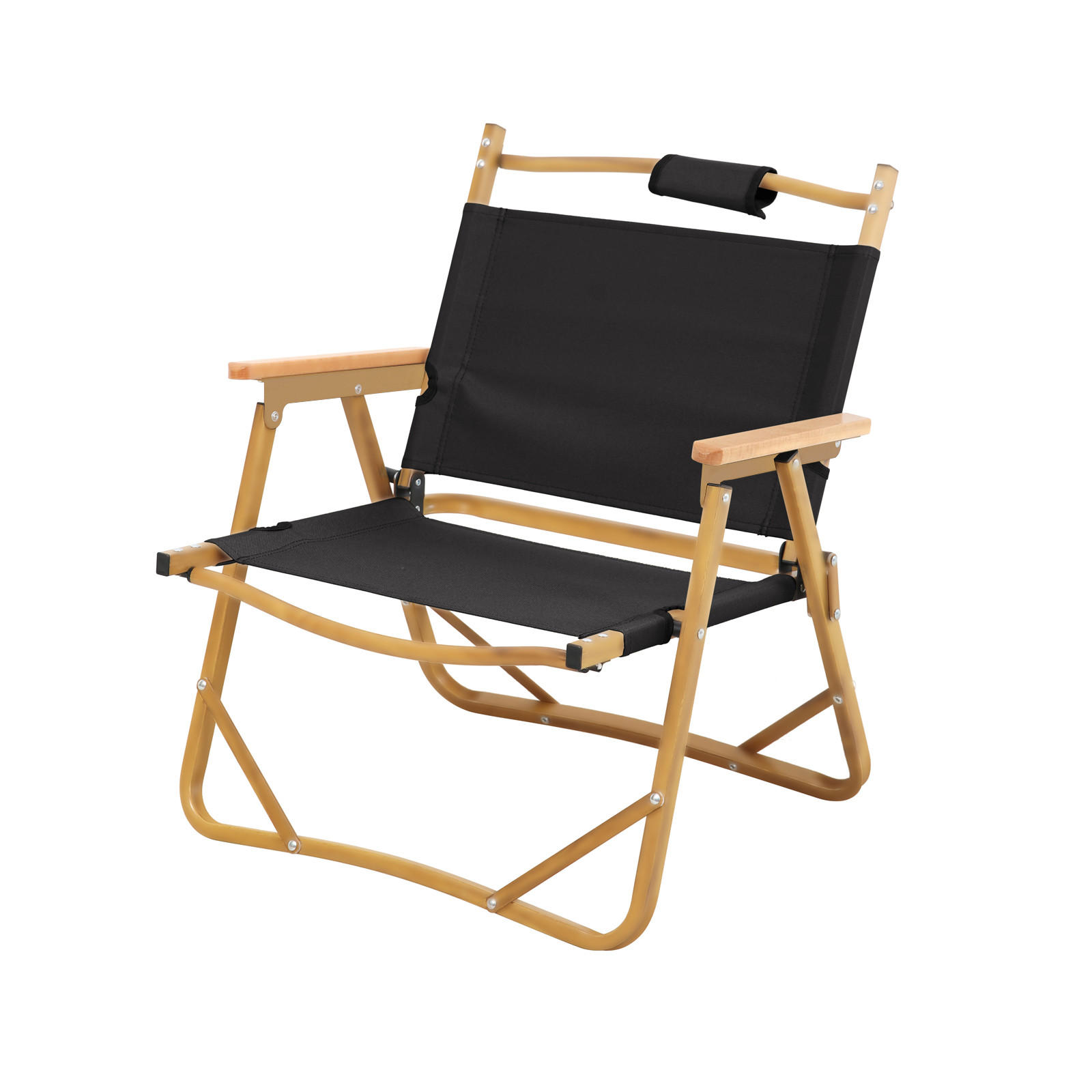CAMPINGSTUHL klappbar Holzoptik Schwarz - Schwarz, Metall (55/61/53cm) - JAWINIO