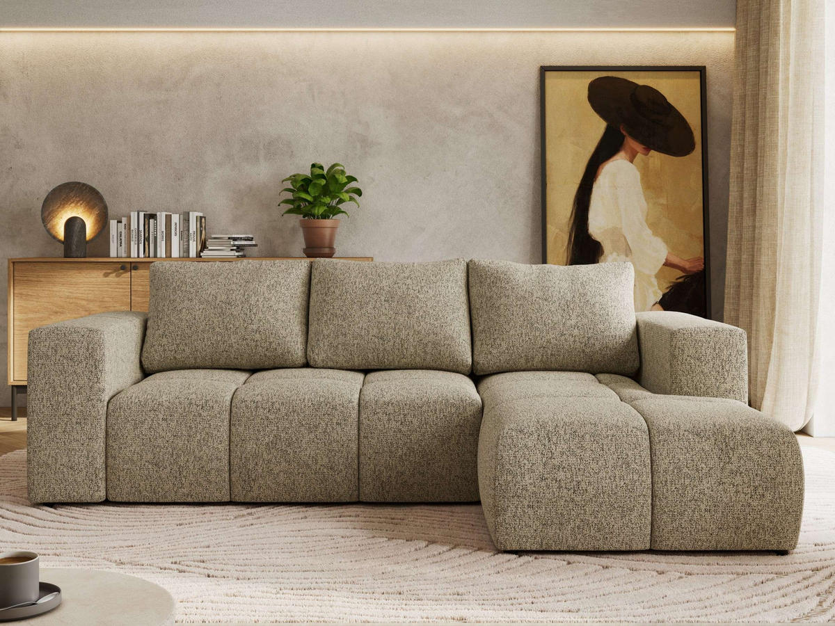 ROHOVÁ SEDAČKA MONIVA L - Taupe Strukturovaná látka - Pravá Strana - černá/béžová, textil/plast (266/164cm) - MKS