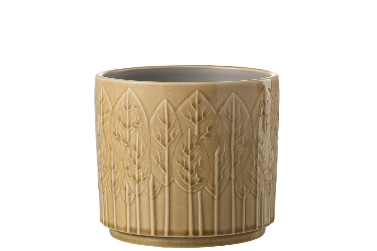 BLUMENTOPF BLATT - Töpferei - Beige - L - Ø 17 cm - Beige, Keramik (17/15cm) - J-Line