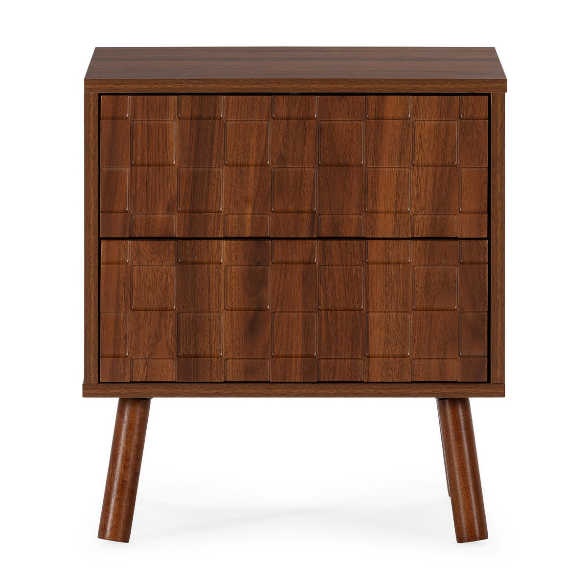 MĂSUȚĂ de noapte Canadá cu 2 sertare, aspect de nuc comun - culoare nucă, compozit lemnos (45/50/35cm) - VS Venta-stock