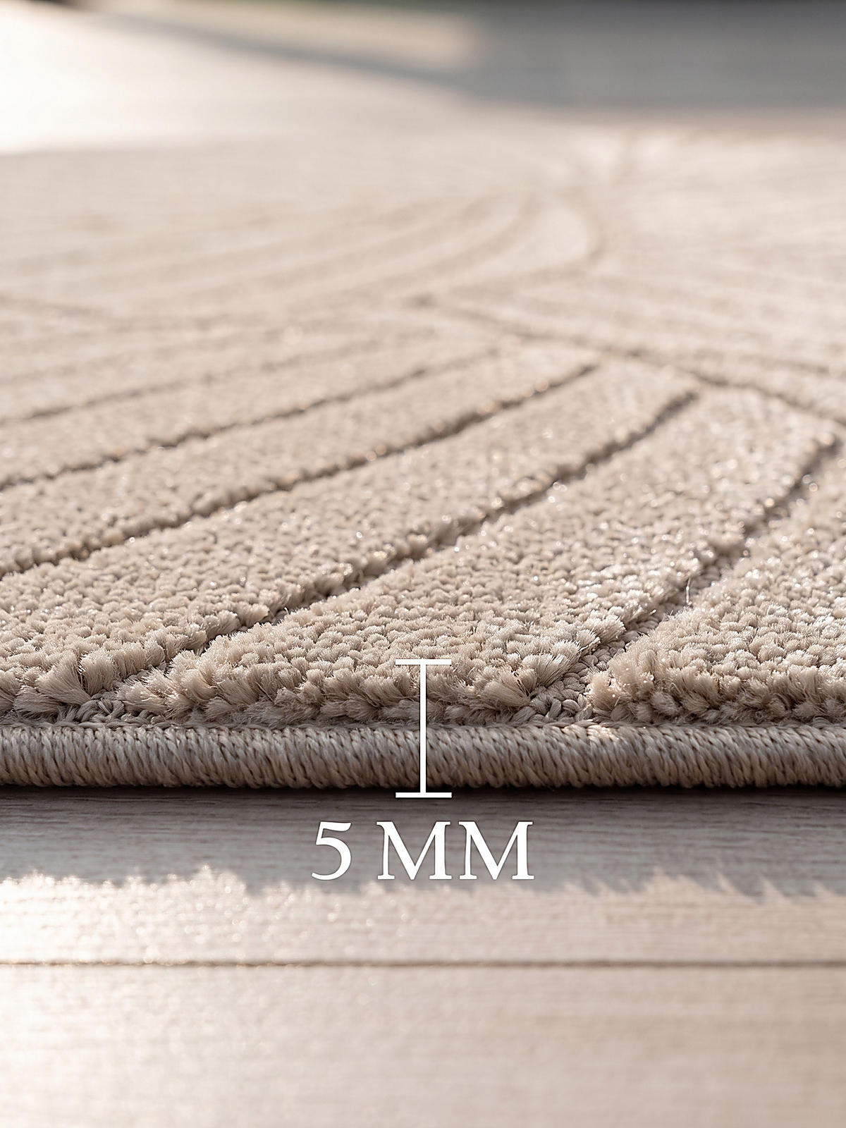 TEPPICH Outdoor, Fußbodenheizung-geeignet, mit Blattmotiv, ENGADIN in Beige, Ø 200 cm - Beige, Textil (200/200cm) - KADIMA DESIGN