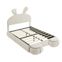 KINDERBETT 90/200 cm DE-00358, in Rosa, LED-Hasenohren und zwei Aufbewahrungshockern - Beige, Holz (140/200cm) - ComfortXL