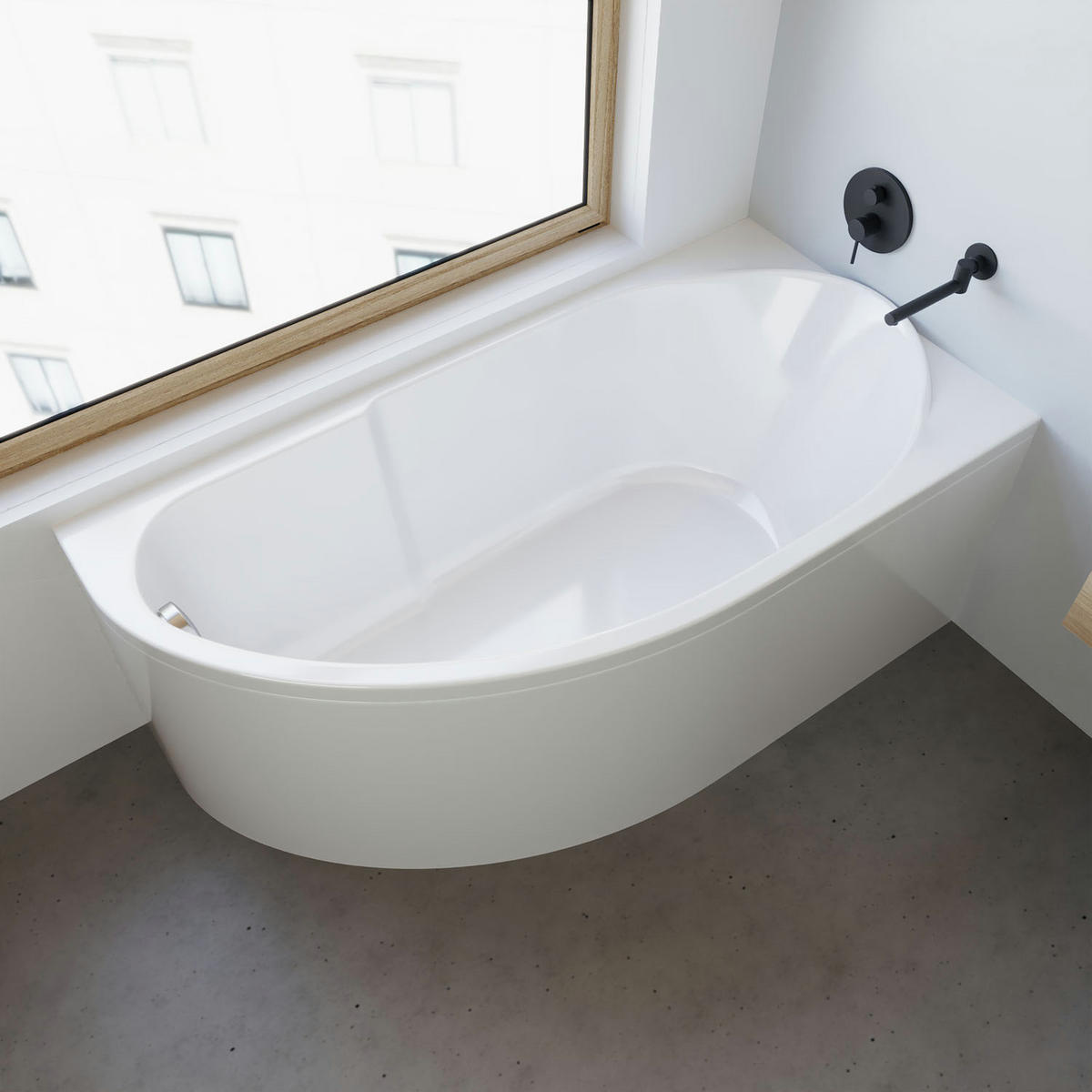 BADEWANNE Eckwanne MIKI 145/85 Links Ablauf & Füße - Weiß, Kunststoff (85/57.5/145cm) - bad land