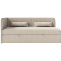 JUGENDBETT Calmmo Hellbeige mit Chenille-Bezug, Kopfteil links - Ecru, Textil (90/200cm) - Selsey