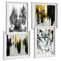BILDER SET 4er Set - 50x50 cm & 40x60 cm Weißer Rahmen - Kontrastierende abstrakte Porträts - Weiß, Kunststoff (50/50cm) - TULUP