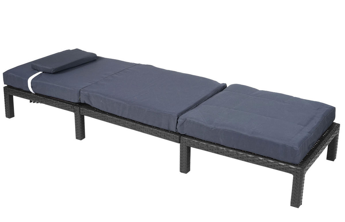 POLY-RATTAN SONNENLIEGE PREMIUM Anthrazit, Grau - Anthrazit/Grau, Kunststoff (60/71/198cm) - MCW