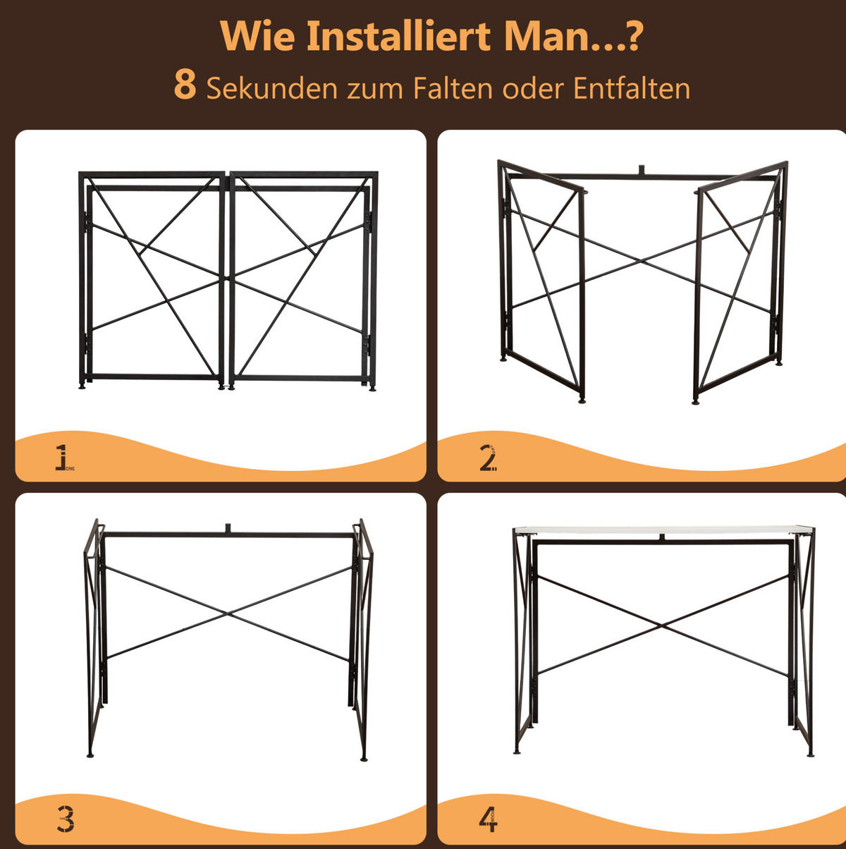 SCHREIBTISCH klappbar 99 x 50 x 75 cm MDF Metall White - Weiß, Metall (99/50/75cm) - Meubliv
