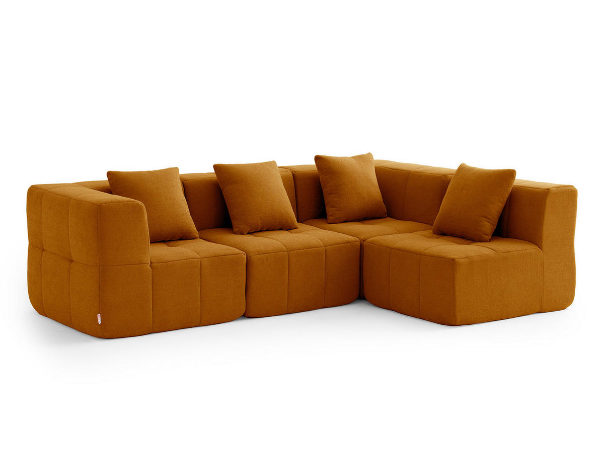 ECKSOFA Bouclé-Stoff Zimtbraun - Hellbraun, Textil (260/175cm) - MILYsofa