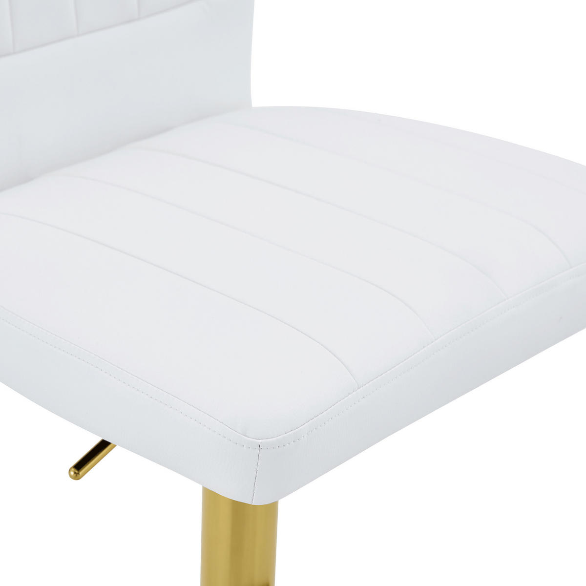 BARHOCKER Weiß-Gold 2er-Set höhenverstellbar drehbar 360° mit Kunstleder - Weiß, Metall (52/93/45cm) - PANGIVO