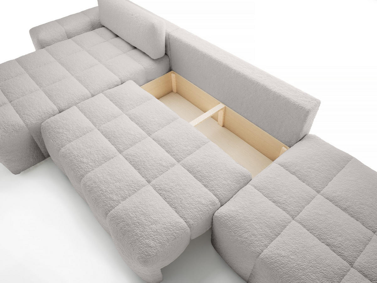 ECKSOFA mit Schlaffunktion Liptitz La, Hellgrau - Hellgrau, Textil (100/363cm) - Fedve
