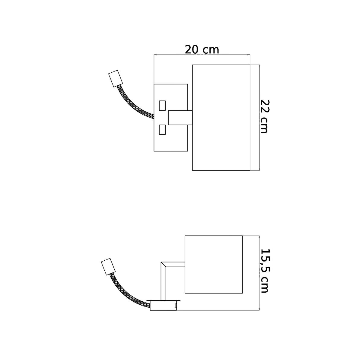 WANDLEUCHTE Adonis, Schwarz, 22cm - Schwarz, Metall (16/20/22cm) - KOSILUM