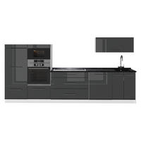 KÜCHENZEILE Fame-Line, Anthrazit Hochglanz/Weiß, 340 cm, AP Anthrazit - Anthrazit/Weiß, Holzwerkstoff (340/153.6/60cm) - Vicco