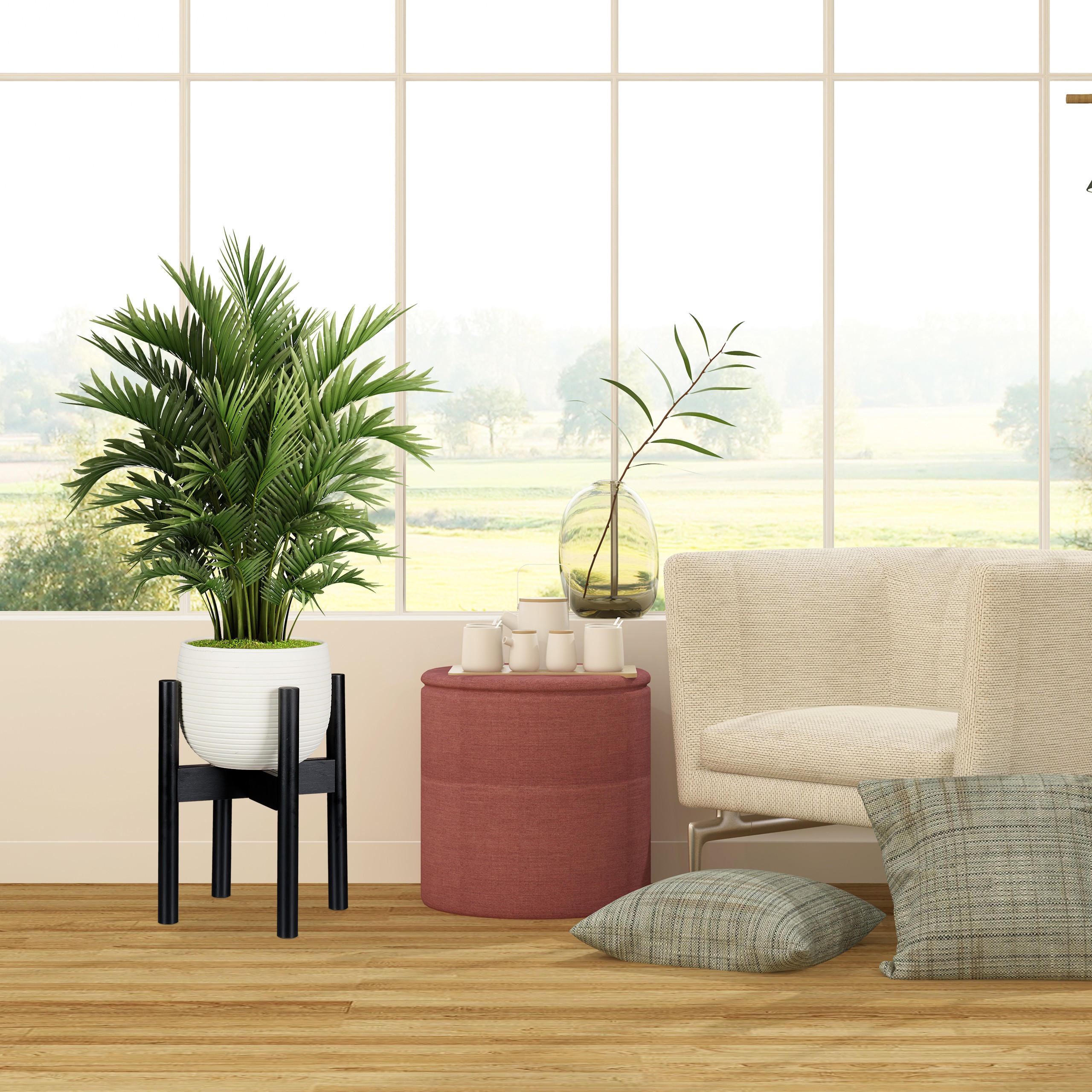BLUMENSTÄNDER - Schwarz, Holz (37.5/37.5/35.5cm) - Relaxdays