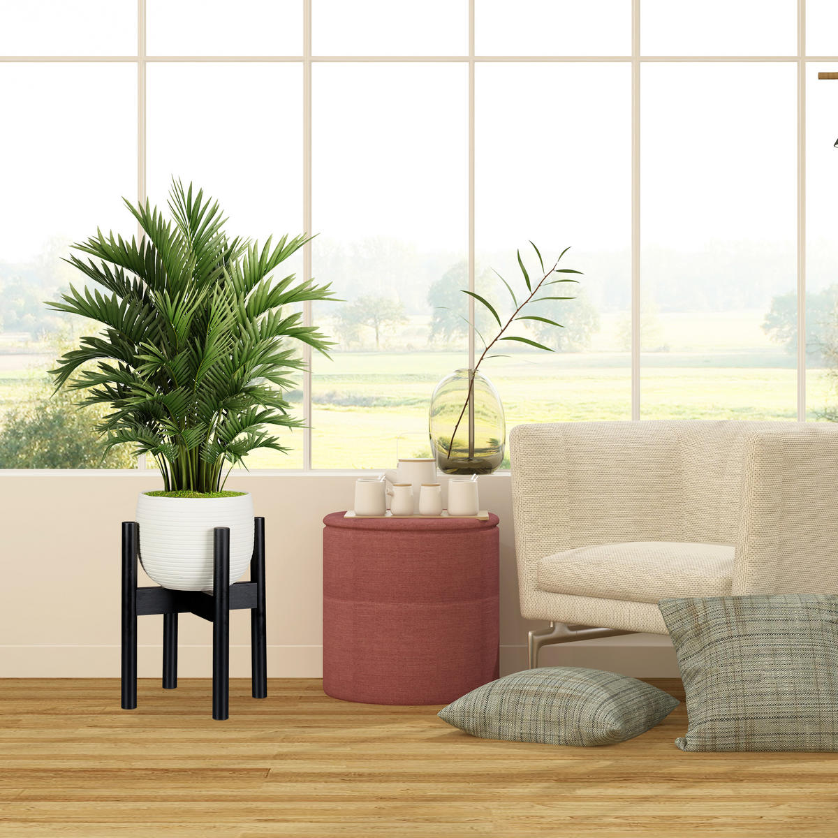 BLUMENSTÄNDER - Schwarz, Holz (37.5/37.5/35.5cm) - Relaxdays