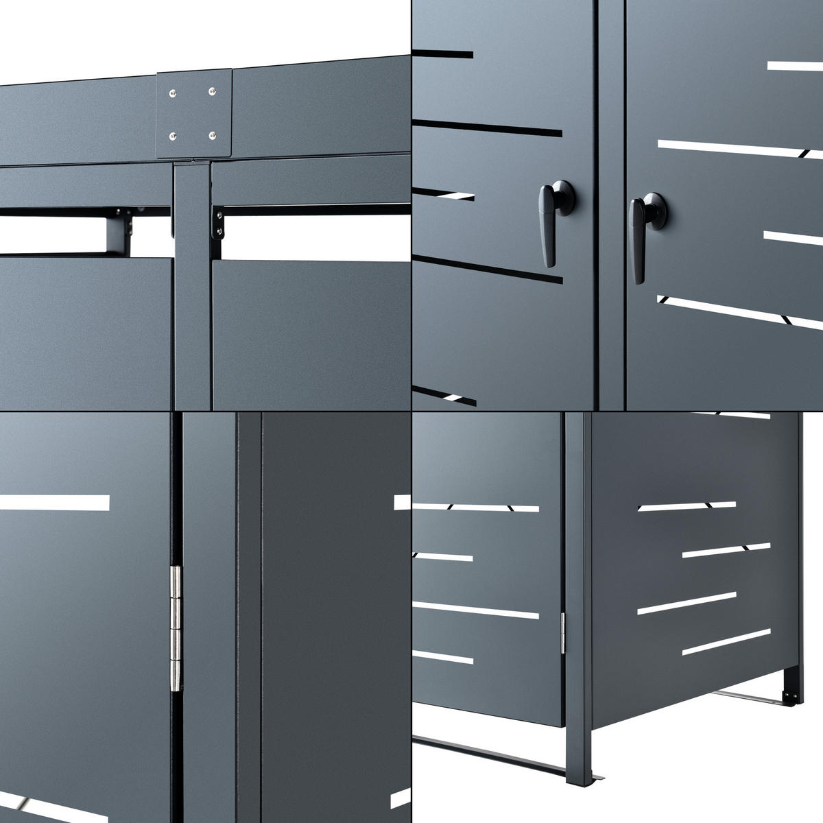 MÜLLTONNENBOX Salching - Anthrazit, Metall (132/122/80cm) - [en.casa]
