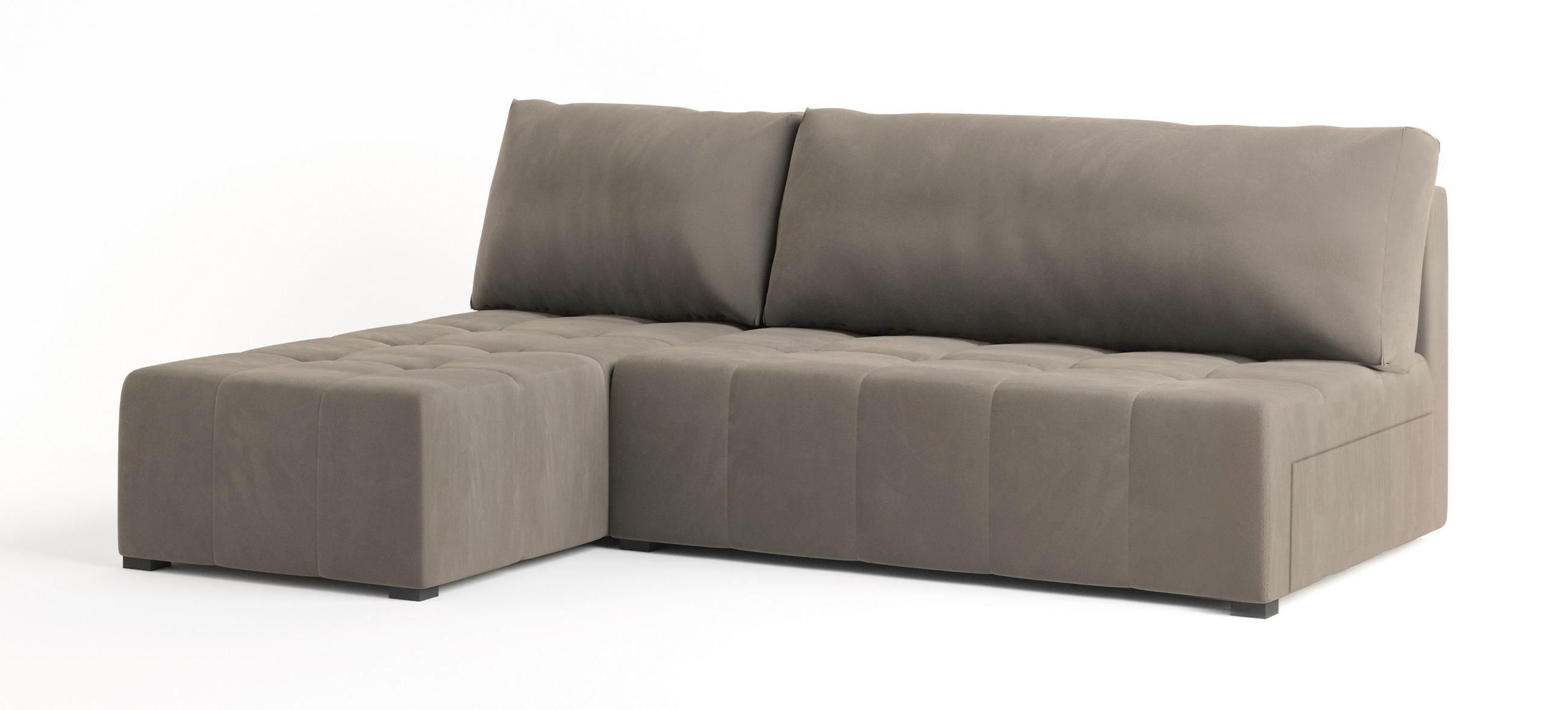 ECKSOFA DOMIRA Beige Plüsch-Stoff mit Schlaffunktion - Beige, Holz (200/141cm) - MASSENO
