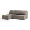ECKSOFA DOMIRA Beige Plüsch-Stoff mit Schlaffunktion - Beige, Holz (200/141cm) - MASSENO