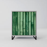 SIDEBOARD NATURAL GREEN, Grau, 57,5x42x67,5 cm, Schwarze Metall-Rahmenfüße - Multicolor/Schwarz, Holzwerkstoff/Metall (57.5/67.5/42cm) - SpaceRebels