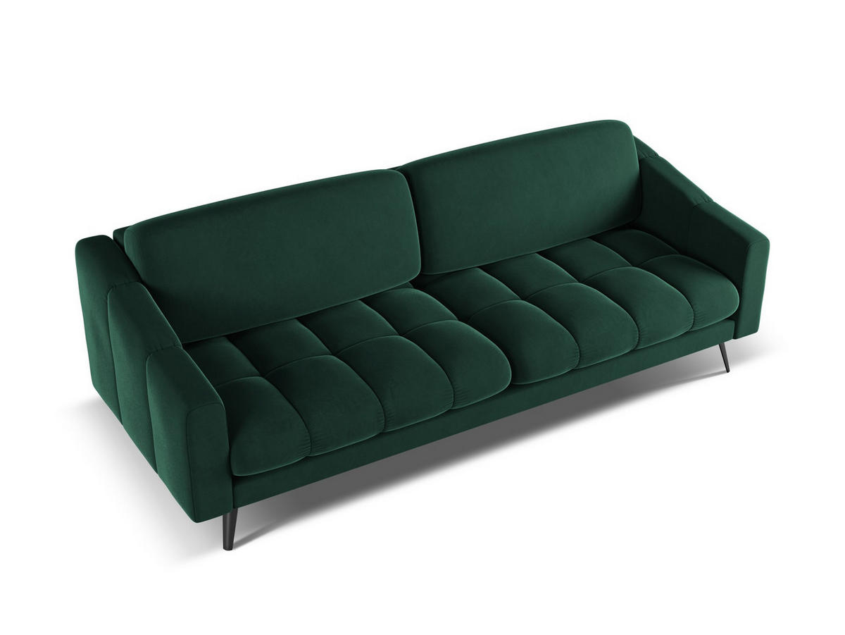 4-SITZER-SOFA Samt Stoff Grün - Dunkelgrün/Schwarz, Textil/Metall (238/80/95cm) - Makamii