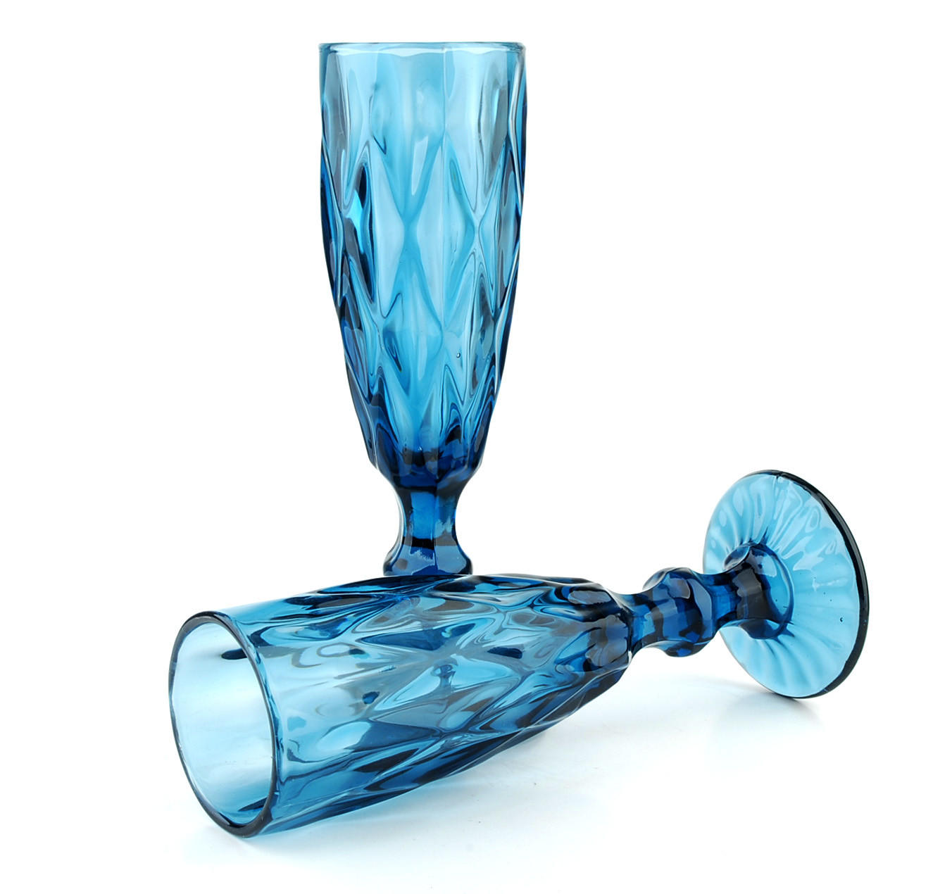 WEINGLAS-SET Elise Blau 15/22/21 cm Glas - Blau, Glas (0.18L) - Mondex