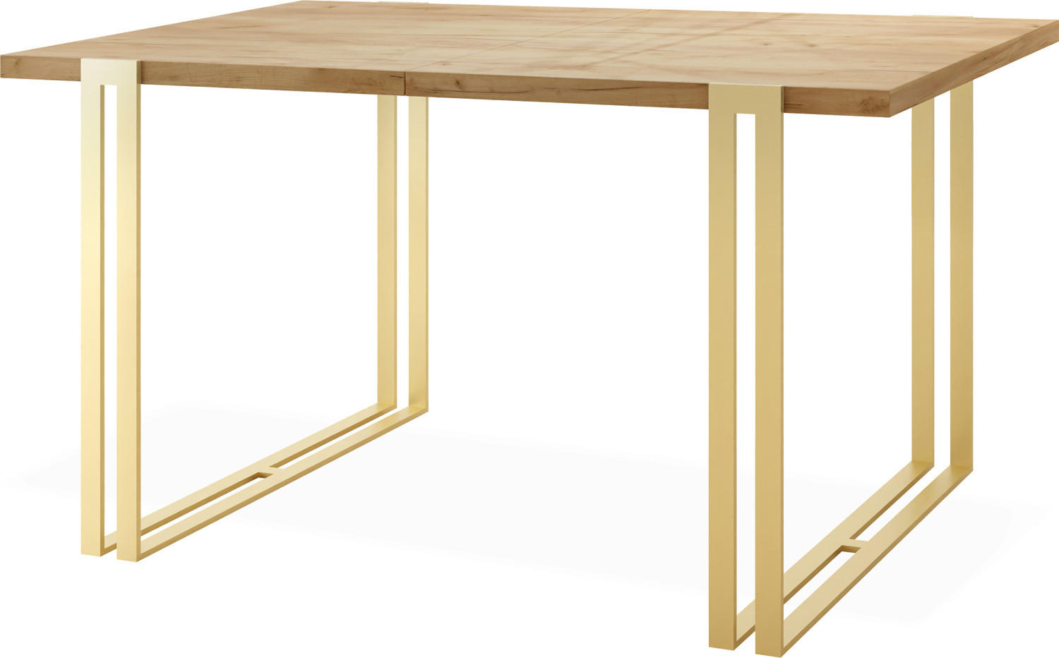 ESSTISCH Stella rechteckig ausziehbar, Craft Eiche 120-220/80/76 cm - Eiche Wotan/Goldfarben, Holzwerkstoff/Metall (120/80/76cm) - WFL GROUP