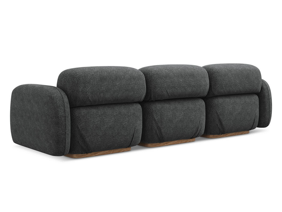 4-SITZER-SOFA Chenille Stoff Grau - Dunkelgrau/Braun, Holz/Textil (270/73/95cm) - Makamii
