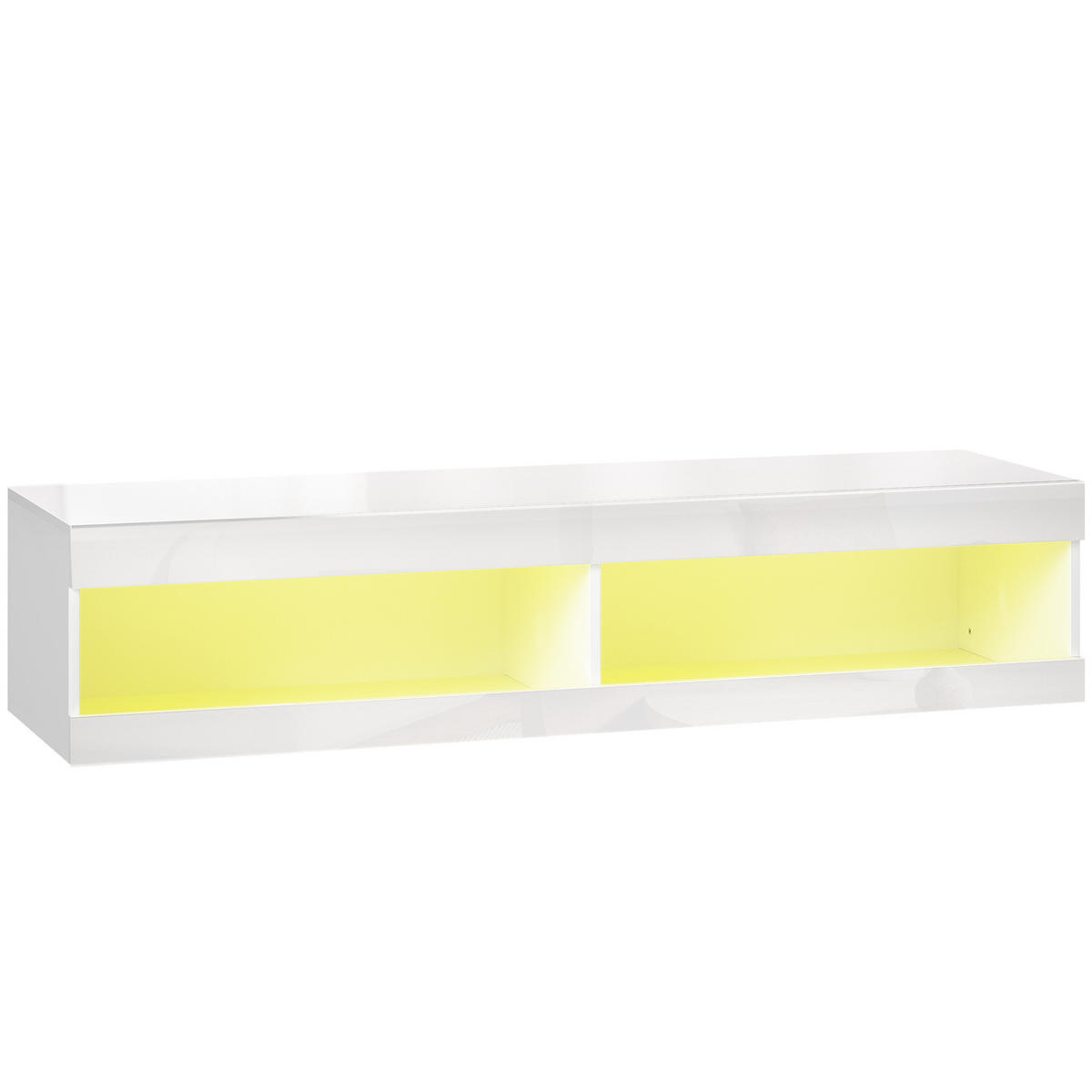 TV Schrank, Hängendes TV Lowboard mit RGB LED-Beleuchtung, offenen Stauraum - Weiß Hochglanz, Holzwerkstoff (40/30/140cm) - HOMCOM