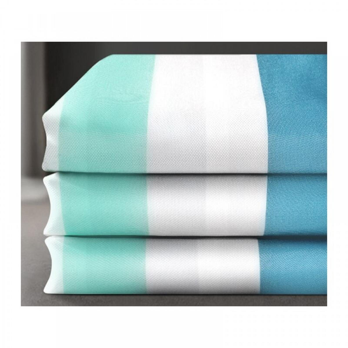 DUSCHVORHANG Blau Streifen Polyester schnell trocknend wasserdicht maschinenwaschbar mit Haken Badezimmer - Blau, Kunststoff (200/180cm) - MCBOSON