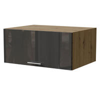 AUFSATZSCHRANK Essen W6B/80 Graphit Hochglanz / Eiche Artisan Matt 80 / 59 / 36cm - Graphitfarben/Eiche Artisan, Holz/Holzwerkstoff (80/36/59cm) - Feldmann-Wohnen