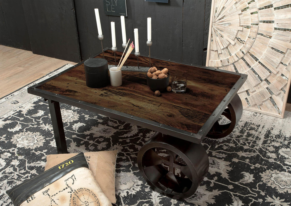 COUCHTISCH Mango 110x80x45 braun lackiert RAILWAY #433 - Braun, Holz (110/80/45cm) - Massivmoebel24