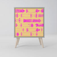SIDEBOARD SKATEBOARD ARTISTRY, Grau, 57,5x42x77,5 cm, Schräge Buchenholzfüße - Buchefarben/Multicolor, Holzwerkstoff/Buchenholz (57.5/77.5/42cm) - SpaceRebels