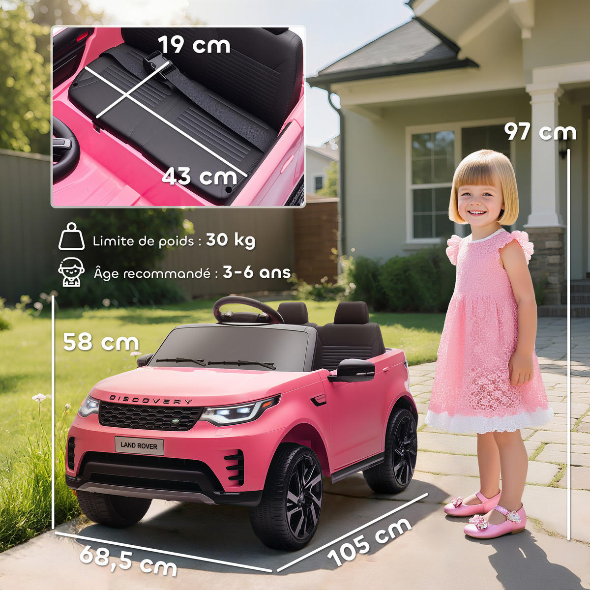 ELEKTRO-KINDERAUTO DE-13159 2,4G Fernbedienung Rosa - Pink, Kunststoff (105/68.5/58cm) - ComfortXL