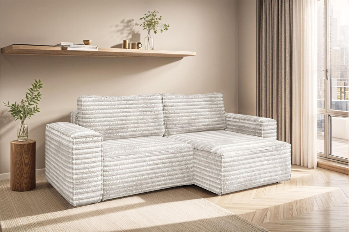 ECKSOFA Schlafsofa Madlen - Weiß, Holzwerkstoff/Textil (248/140cm) - Fun Möbel