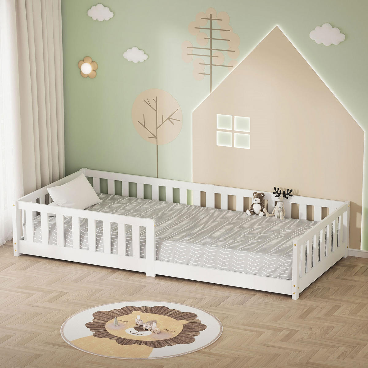 KINDERBETT 90x200 cm Weiß aus Kiefernholz - Weiß, Holz (90/200cm) - ML-DESIGN