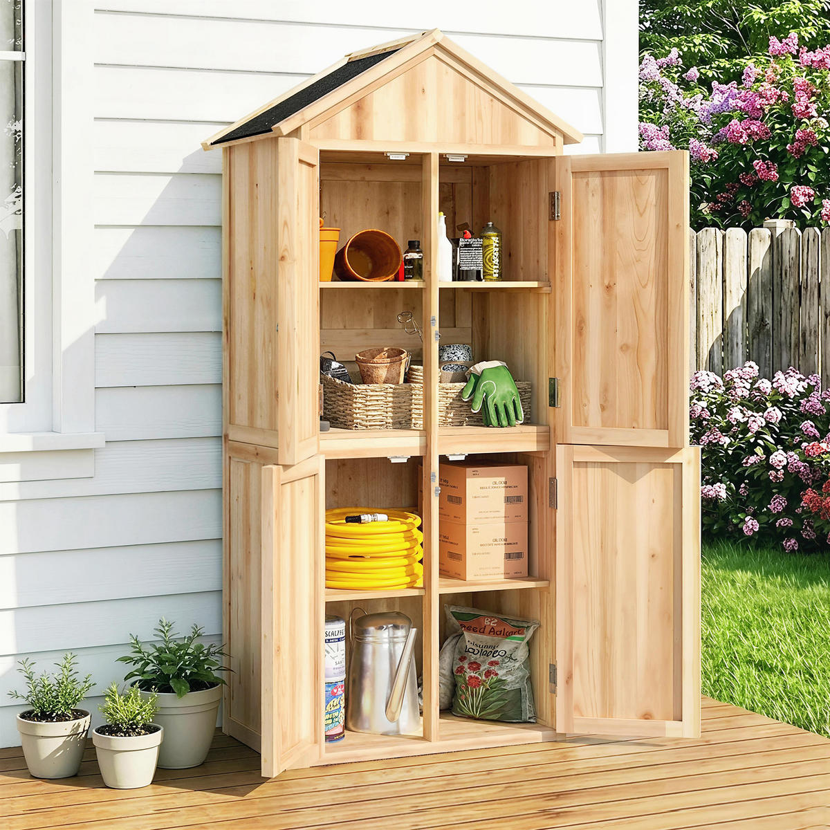 GERÄTESCHUPPEN DE-17612 Naturholz - Naturfarben, Holz (82/190/50cm) - ComfortXL