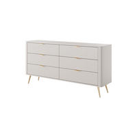 KOMMODE Lante 163 Beige, Goldene Beine, Schubladenkommoden - Beige, Holzwerkstoff (163/81/38cm) - Bettso