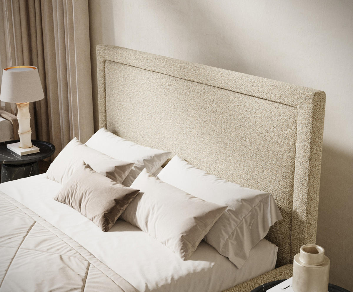 POLSTERBETT Ordina Beige 180/200 cm im Plüsch-Stoff - Beige/Silberfarben, Holz/Holzwerkstoff (180/200cm) - Maison de Reve