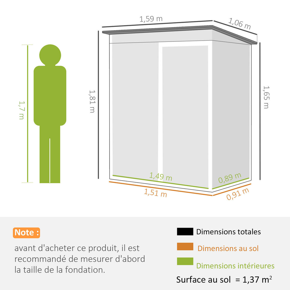 GERÄTEHAUS DE-16899 1,37 m² mit Schiebetür Dunkelgrau - Dunkelgrau, Metall (106/181/159cm) - ComfortXL
