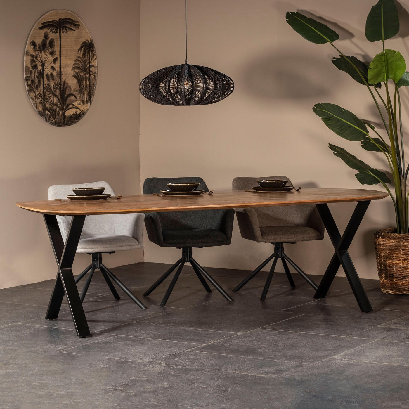 ESSTISCH oval aus Mangoholz 240cm, natürlich - Braun, Holz (240/100/76cm) - Giga Meubel