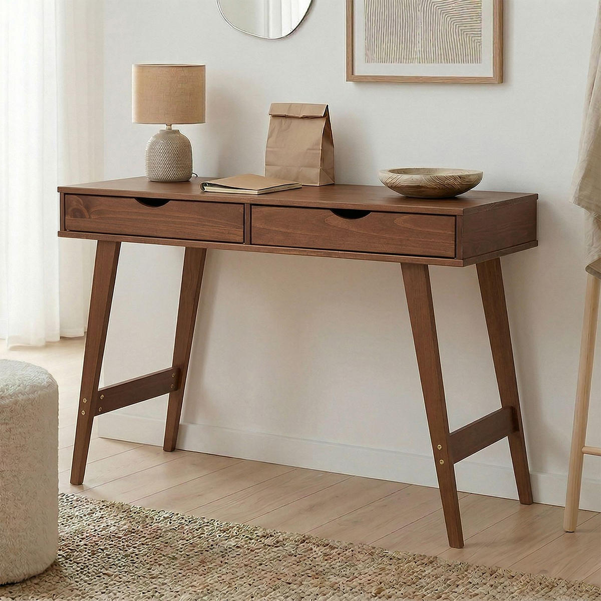 SCHREIBTISCH MILO - Kastanienfarben, Holz (50/110/75cm) - IDIMEX